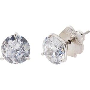 Kate Spade New York Brilliant Statements Trio Prong Studs Earrings Clear Silver